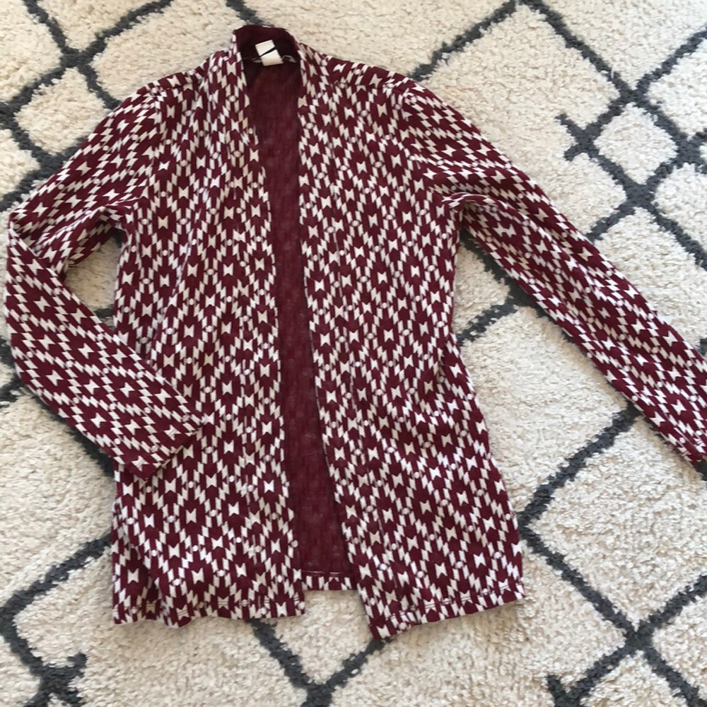 Burgundy tribal cardigan